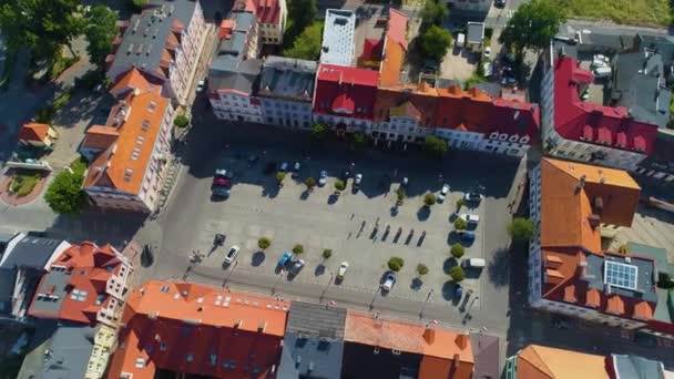 Centrum Old Town Market Konin Stare Miasto Rynek Aerial View — стокове відео