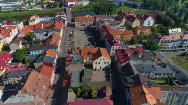 Centrum Altstadtmarkt Konin Stare Miasto Rynek Luftaufnahme Polen Hochwertiges Filmmaterial — Stockvideo