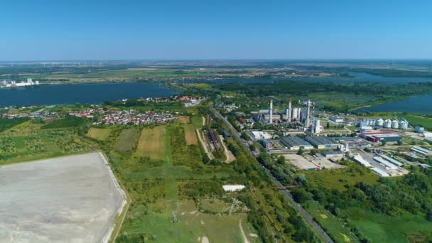 Vackert Landskapskraftverk Konin Flygfoto Polen Högkvalitativ Film — Stockvideo