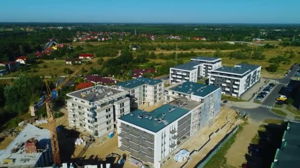 Housing Estate Construction Konin Osiedle Aerial View Poland High Quality — Stock Video