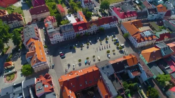 Centrum Old Town Market Konin Stare Miasto Rynek Aerial View — Αρχείο Βίντεο