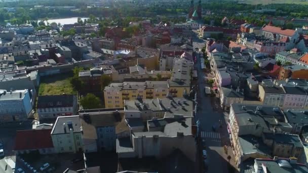 Panorama Altstadtmarkt Gniezno Rynek Stare Miasto Luftaufnahme Polen Hochwertiges Filmmaterial — Stockvideo
