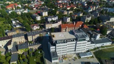 Panorama Hastanesi Gniezno Szpital Hava Görüntülü Polonya. Yüksek kalite 4k görüntü