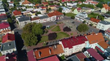 Slup Fountain Plac Zamkowy Konin Fontanna Hava Görüntüsü Polonya. Yüksek kalite 4k görüntü