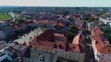 Centrum Old Town Market Konin, Miasto Rynek Hava Görüntüsü Polonya. Yüksek kalite 4k görüntü