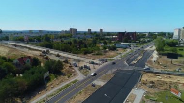 Yol Yapımı Konin Budowa Drogi Hava Görüntüsü Polonya. Yüksek kalite 4k görüntü