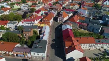 Panorama Konseyi Centrum Konin Rada Miasta Hava Görüntüsü Polonya. Yüksek kalite 4k görüntü