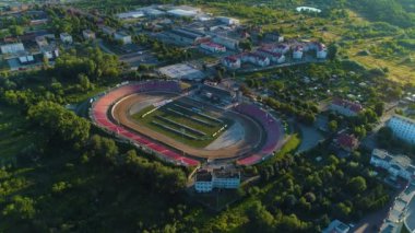 Speedway Stadyumu Gniezno Zuzlowy Stadyumu Hava Görüntüsü Polonya. Yüksek kalite 4k görüntü