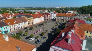 Centrum Old Town Market Konin, Miasto Rynek Hava Görüntüsü Polonya. Yüksek kalite 4k görüntü