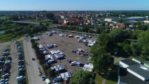 Market Square Konin Rynek Stadion Aerial View Poland High Quality — Stock Video