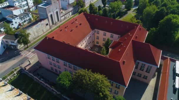 小学校 Konin Szkola Podstawowa Airial View Poland 高品質4K映像 — ストック動画
