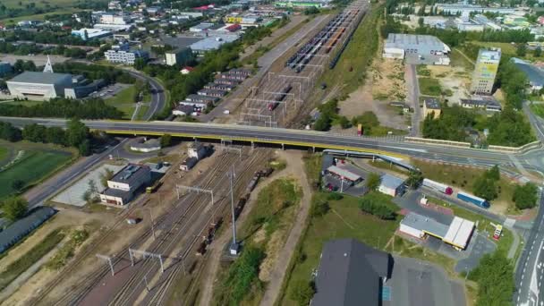 Viaduct Tracks Konin Aerial View Polen Hoge Kwaliteit Beeldmateriaal — Stockvideo