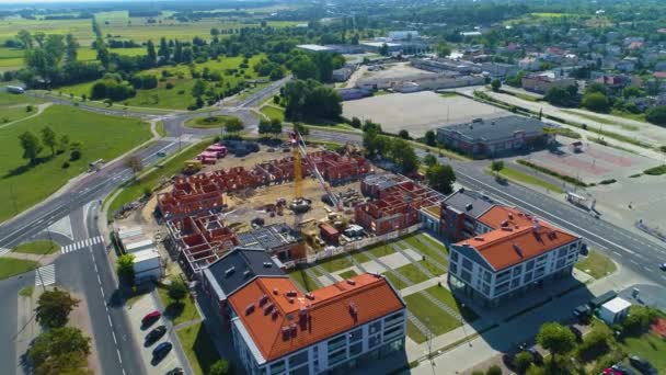 Прекрасні Ландшафтні Будинки Konin Krajobraz Aerial View Poland Кадри Високої — стокове відео