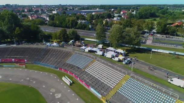 Gorski Stadion Konin Stadion Luftaufnahme Polen Hochwertiges Filmmaterial — Stockvideo