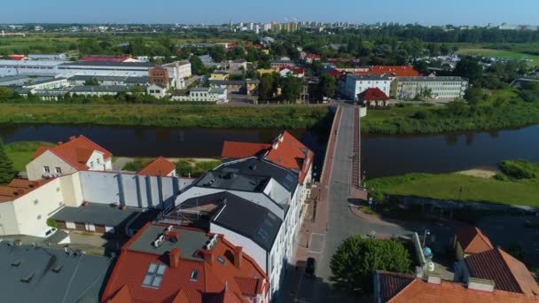 Torunski Bridge Centaur Konin Most Centrum Aerial View Poland High — Stock Video