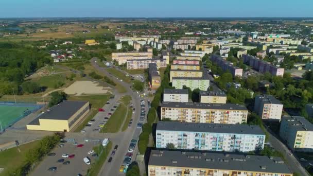 Beautiful Landscape Housing Estate Winiary Gniezno Krajobraz Aerial View Poland — стокове відео