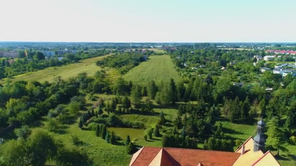Landscape Franciscan Monastery Konin Klasztor Aerial View Poland Кадри Високої — стокове відео