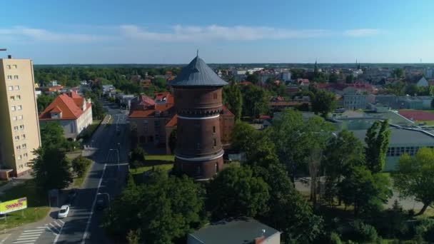 Watertoren Gniezno Wieza Cisnien Uitzicht Vanuit Lucht Polen Hoge Kwaliteit — Stockvideo