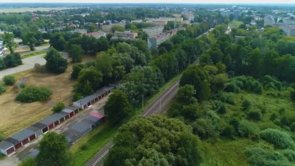 Garáže Vlakové Koleje Pruszkow Garaze Tory Aerial View Polsko Vysoce — Stock video