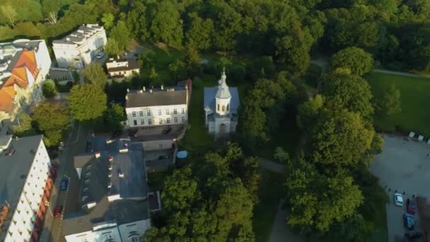 Cerkiew Kalisz Parkı Miejski Havacılık Görünümü Polonya Yüksek Kalite Görüntü — Stok video