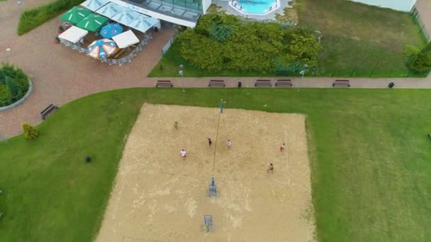 Strand Volleyball Kalisz Siatkowka Aquapark Aerial View Poland Högkvalitativ Film — Stockvideo