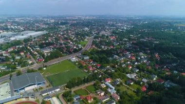 Pruszkow 'un güzel Panorama' sı Krajobraz Hava Manzarası Polonya. Yüksek kalite 4k görüntü