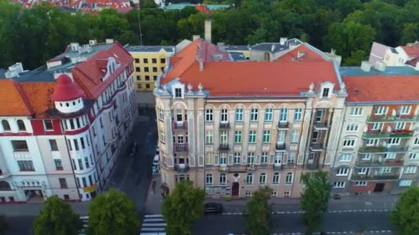 Plac Boguslawski Square Kalisz Tenement Aerial View Poland Högkvalitativ Film — Stockvideo
