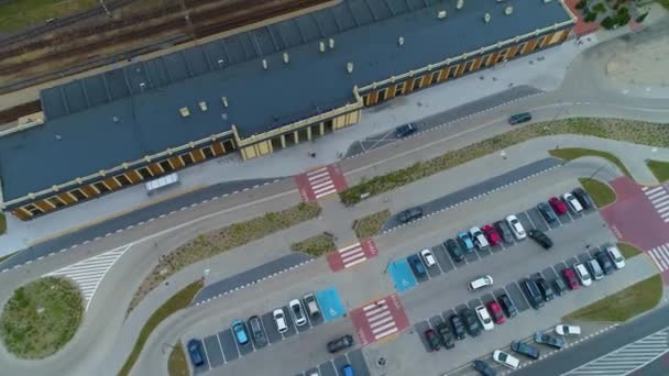 Dworzec Kolejowy Kalisz Stacja Kolejowa Aerial View Poland Wysokiej Jakości — Wideo stockowe