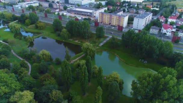Ponds Park Przyjazni Kalisz Stawy Hava Görüntüsü Polonya Yüksek Kalite — Stok video