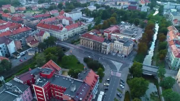 Altın Boynuz Taş Köprüsü Kalisz Zloty Rog Hava Görüntüsü Polonya — Stok video
