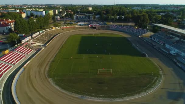 Estádio Ostrow Wielkopolski Stadion Vista Aérea Polónia Imagens Alta Qualidade — Vídeo de Stock