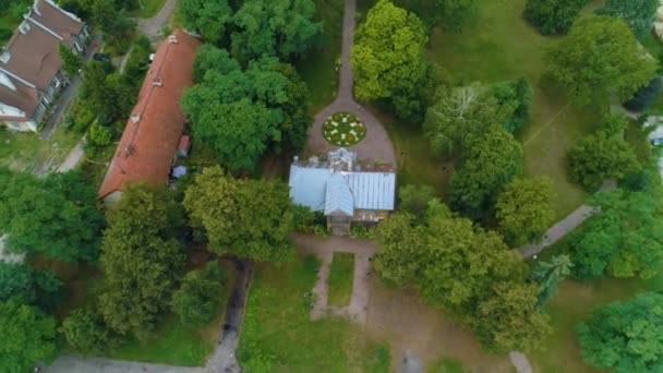 Park Ksiazat Mazowieckich Dworek Poniatowka Piaseczno Aerial View Polsko Vysoce — Stock video