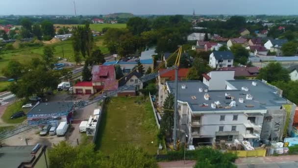 Crane Construction Pruszkow Zuraw Veduta Aerea Polonia Filmati Alta Qualità — Video Stock