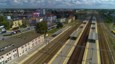 Tren İstasyonu Siedlce Dworzec Kolejowy Hava Görüntülü Polonya. Yüksek kalite 4k görüntü