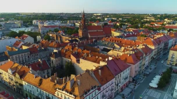 Vackra Gamla Stan Kalisz Stare Miasto Flygfoto Polen Högkvalitativ Film — Stockvideo