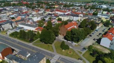 Panorama Eski Kent Marketi Inowroclaw Miasto Rynek Hava Görüntüsü Polonya. Yüksek kalite 4k görüntü
