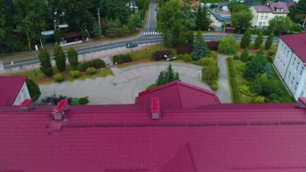 Schule Piaseczno Szkola Aleja Kalin Luftaufnahme Polen Hochwertiges Filmmaterial — Stockvideo