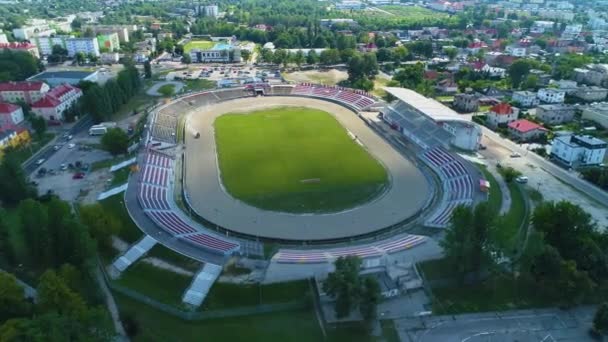 Stadion Ostrow Wielkopolski Stadion Aerial View Polen Hoge Kwaliteit Beeldmateriaal — Stockvideo