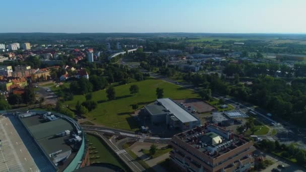 Castle Hill Parkı Blonia Lubin Wzgorze Zamkowe Hava Görüntüsü Polonya — Stok video