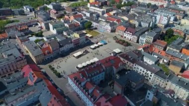 Eski Kent Pazar Meydanı Inowroclaw, Miasto Rynek Hava Görüntüsü Polonya. Yüksek kalite 4k görüntü