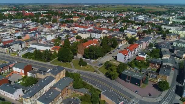 Panorama Mercado Cidade Velha Inowroclaw Stare Miasto Rynek Aerial View — Vídeo de Stock
