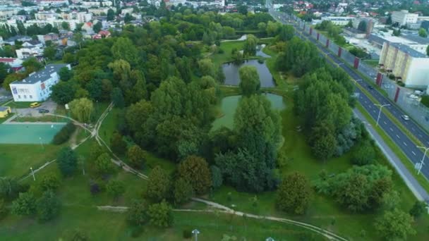 池公園Przyjazni Kalisz Stawy Airial View Poland 高品質4K映像 — ストック動画