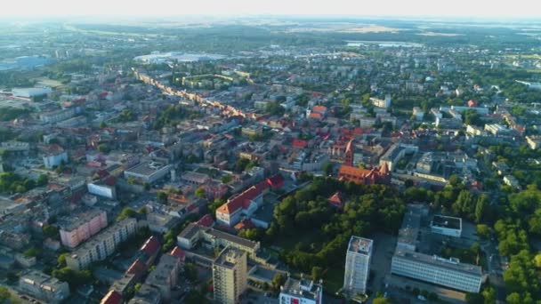 Bella Panoramica Ostrow Wielkopolski Krajobraz Vista Aerea Polonia Filmati Alta — Video Stock