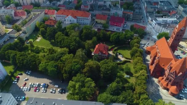 Historyczne Prezbiterium Ostrow Wielkopolski Plebania Aerial View Poland Wysokiej Jakości — Wideo stockowe