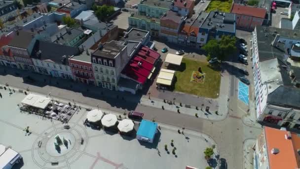 Praça Mercado Cidade Velha Inowroclaw Stare Miasto Rynek Aerial View — Vídeo de Stock