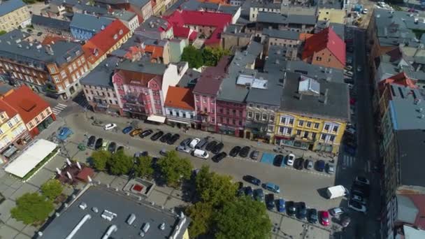 Mercado Cidade Velha Ostrow Wielkopolski Ratusz Rynek Aerial View Poland — Vídeo de Stock