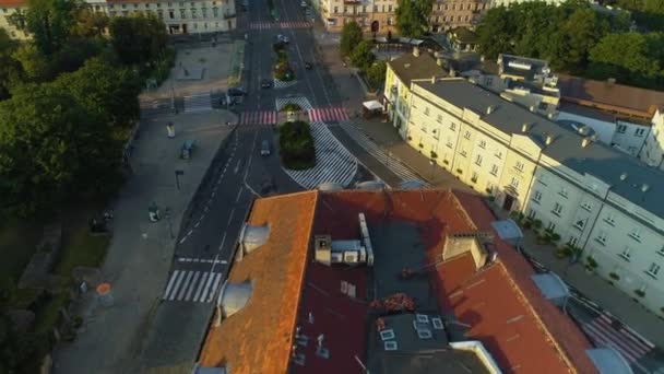 Square Jana Pawla Downtown Centrum Old Town Kalisz Vista Aérea — Vídeos de Stock