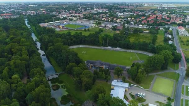 Stadion Tor Rowerowy Kalisz Tor Kolarski Stadion Aerial View Poland — Wideo stockowe