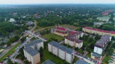 Pruszkow 'un güzel Panorama' sı Krajobraz Hava Manzarası Polonya. Yüksek kalite 4k görüntü