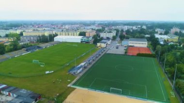 Unia Stadyumu Skierniewice Stadyumu Hava Görüntüsü Polonya. Yüksek kalite 4k görüntü